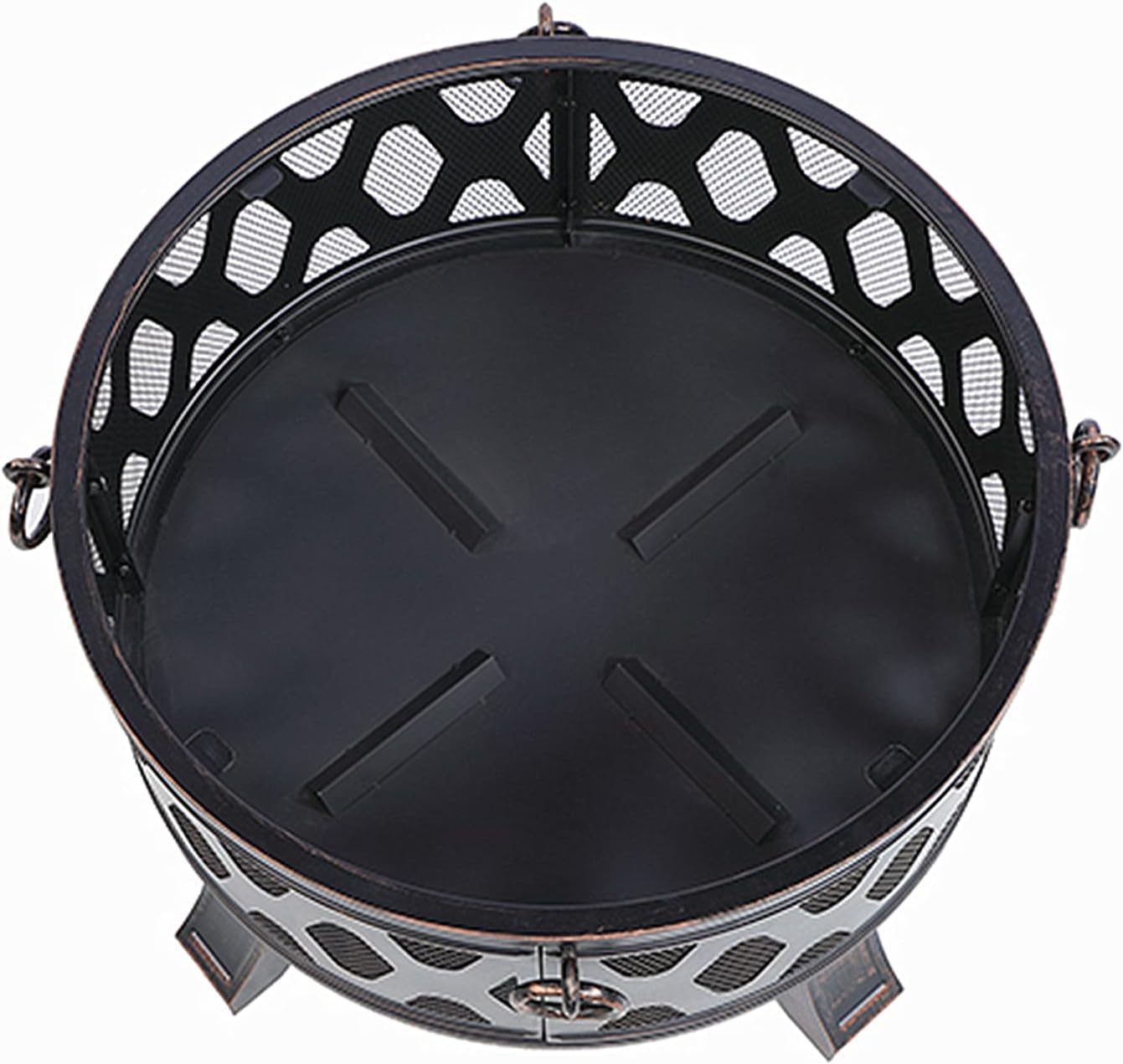 Fire Pit Set for Outside, 26 in Wood Burning Outdoor Fire Pit, Large Steel Firepit Bow for Patio Garden BBQ Camping Picnic, with Spark Screen, Fire Poker, Cover (Light Black)