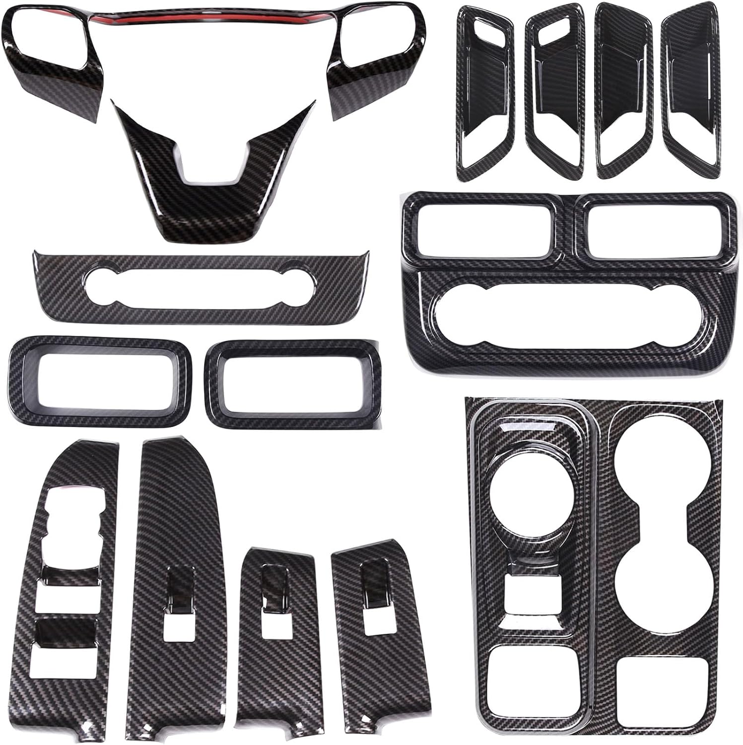 Car 15Pcs Inner Decoration Trim Set Compatible with Ford Maverick 2022-2024 Center Console A/C Volume Switch/ Outlet Vent/Gear Shift/Door Handle/Window Lift/Steering Panel Protector Cover Accessories