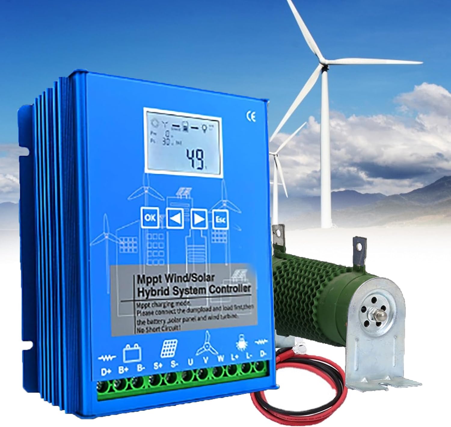 15000W Wind Solar Hybrid Charge Controller 12V 24V MPPT Boost Charge Regulator with LCD Display and Dump Load,12V/24V