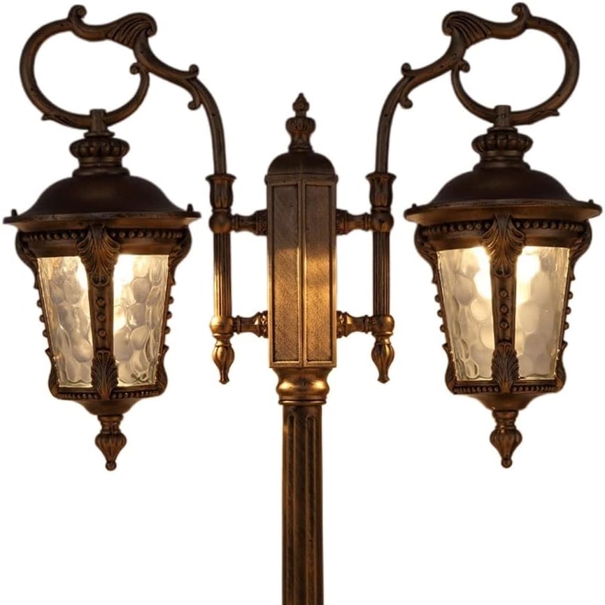 Outdoor Lamp Post Light Vintage 2.35M European Garden Lighting Patio Street Light Antirust Aluminum High Pole Pillar Post Lamp Victoria 2-Light Community Courtyard Road Park D(