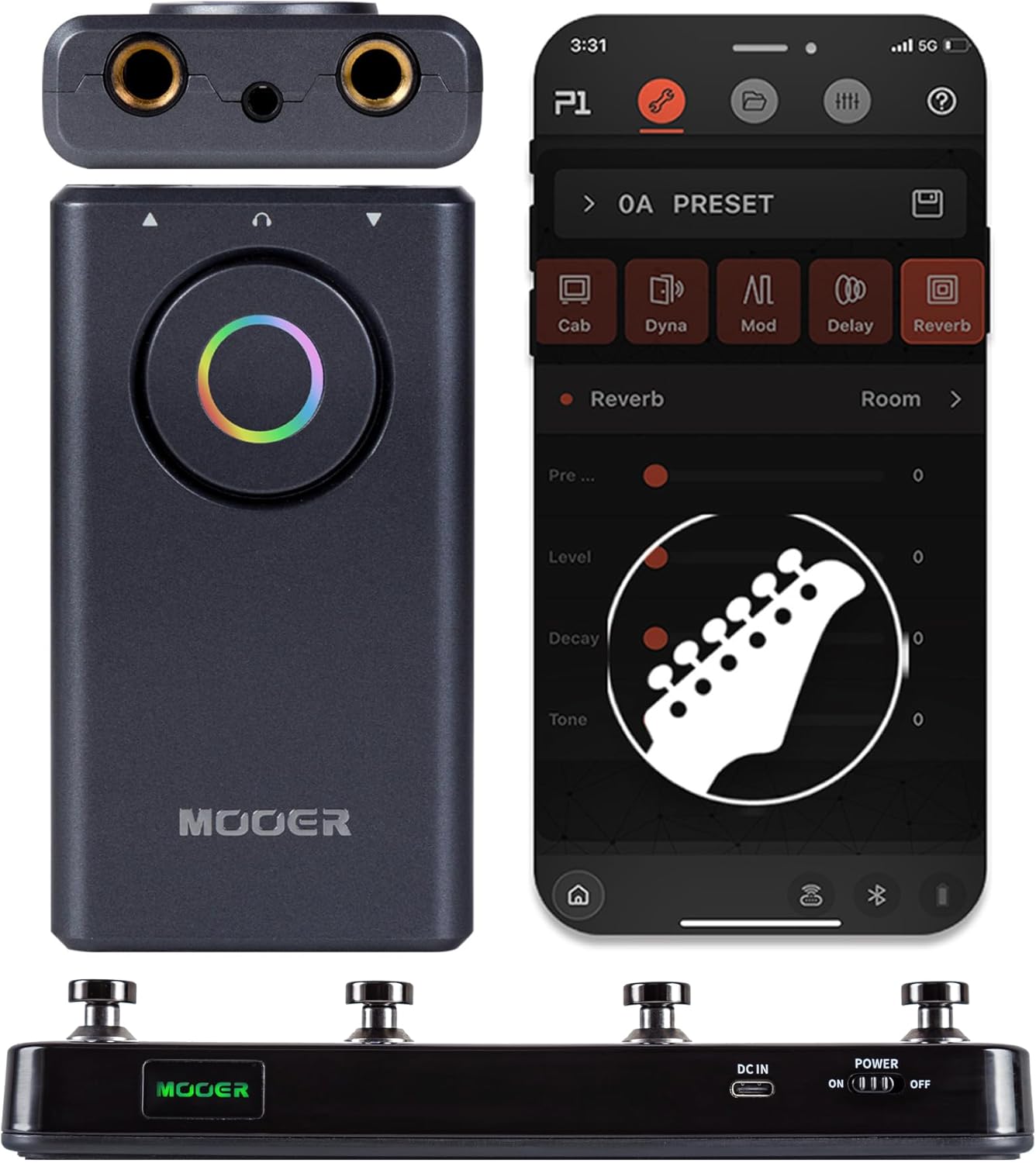 MOOER Prime P1 Pocket Multi Effects Pedal Wireless Controller for Guitar, Bass Guitar, Acoustic Guitar