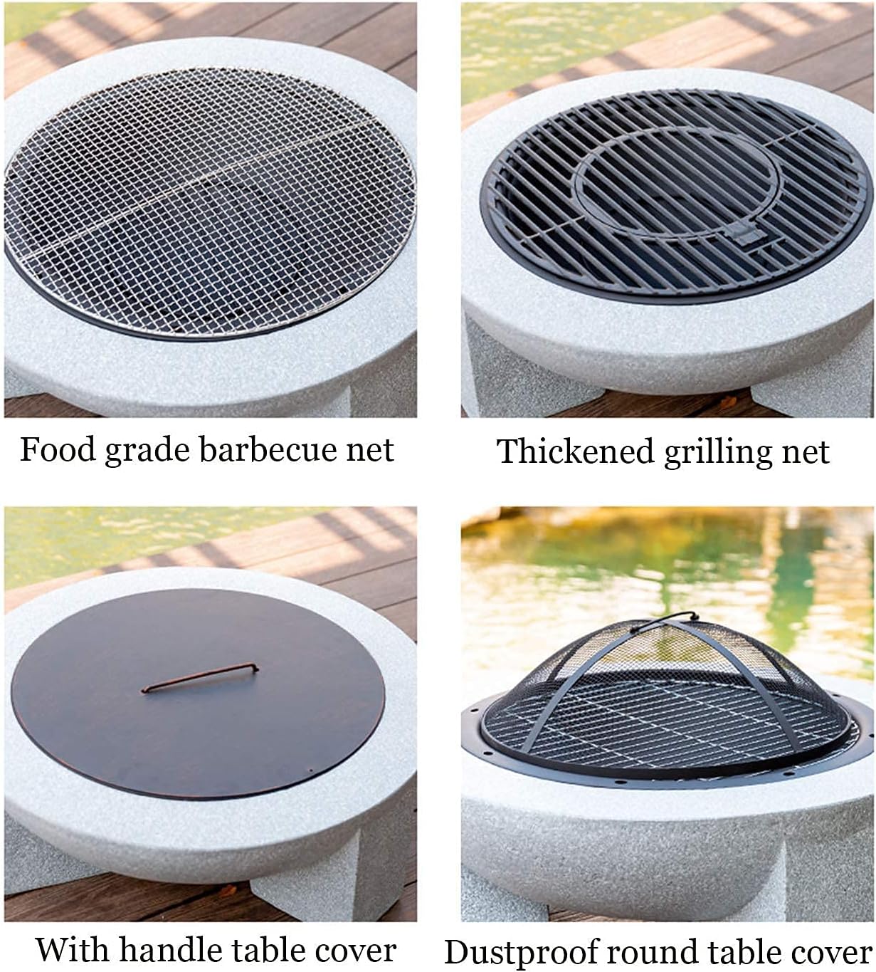 Small Firepit, Large Fire Pit Outdoor Garden Patio, Fire Pit with BBQ Grill Shelf Barbecue Brazier Heater Grill Camping Bowl BBQ with Poker Grate Grill