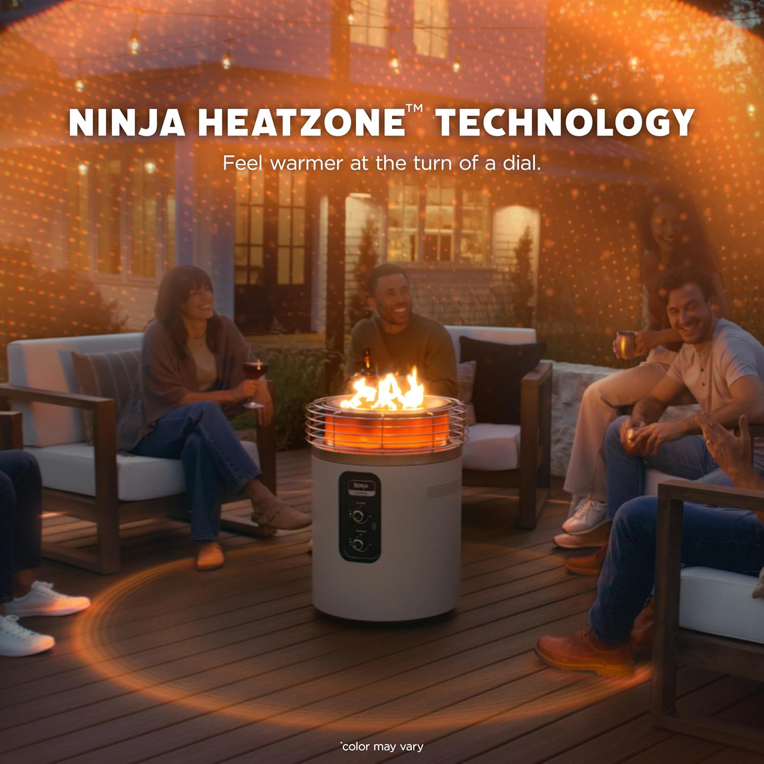Ninja |Fireside360™ | Outdoor Heater & Fire Pit | 3 Modes: Flame, Heat, Flame & Heat | Portable for Patio, Deck, Camping, Beach | Easy Control Flames & Heat | Push to Start Ignition | Maroon | OF101RD
