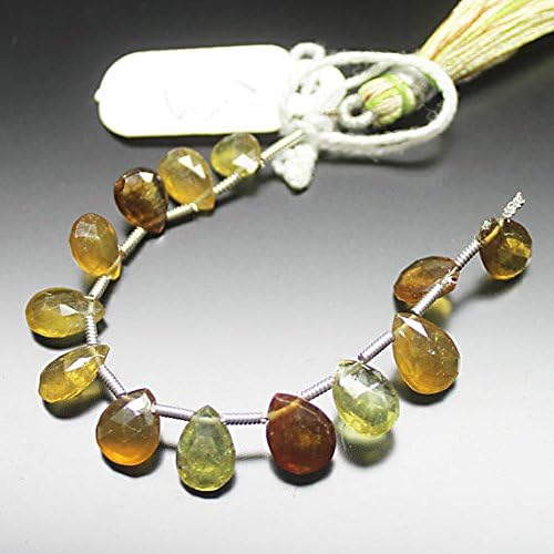 13 inch natural beads strand of 7mm faceted drop grossular garnet gemstone beads for DIY jewelry - necklace, bracelet, earring, ring.