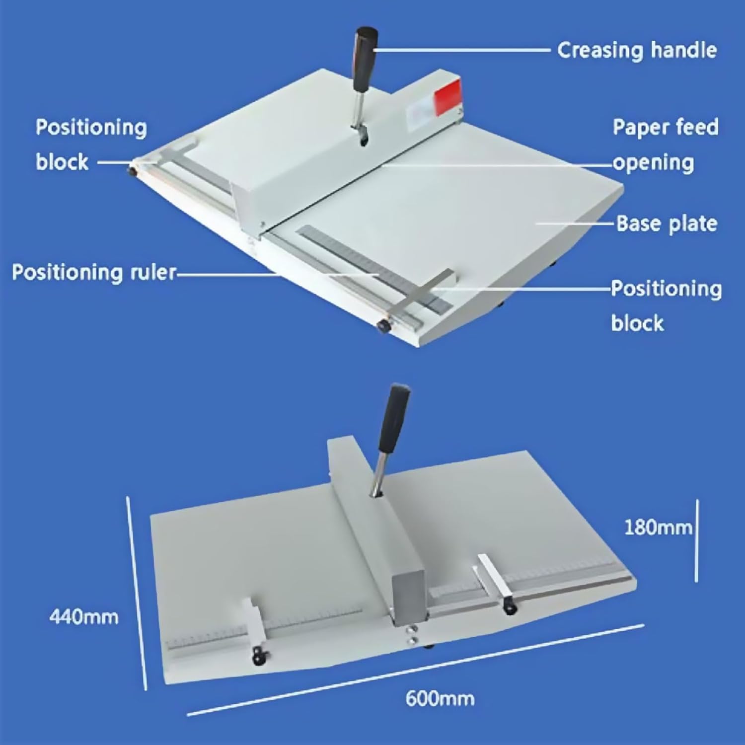 Manual Paper Creasing Machine, Precision Folding Tool with Positioning Ruler, Suitable for Creasing and Folding A3/A4 Paper