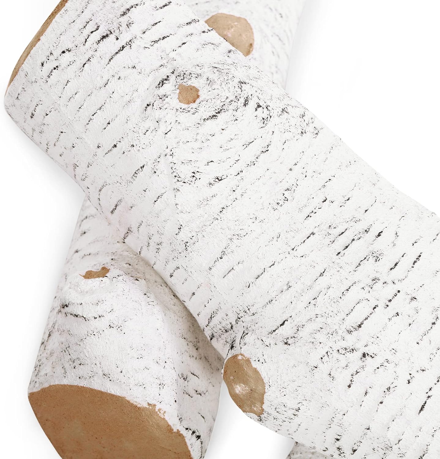 MAISON ARTS 6 Piece Ceramic Wood Gas Fireplace Logs White Birch Decorative Logs for All Types of Indoor & Outdoor Firepits