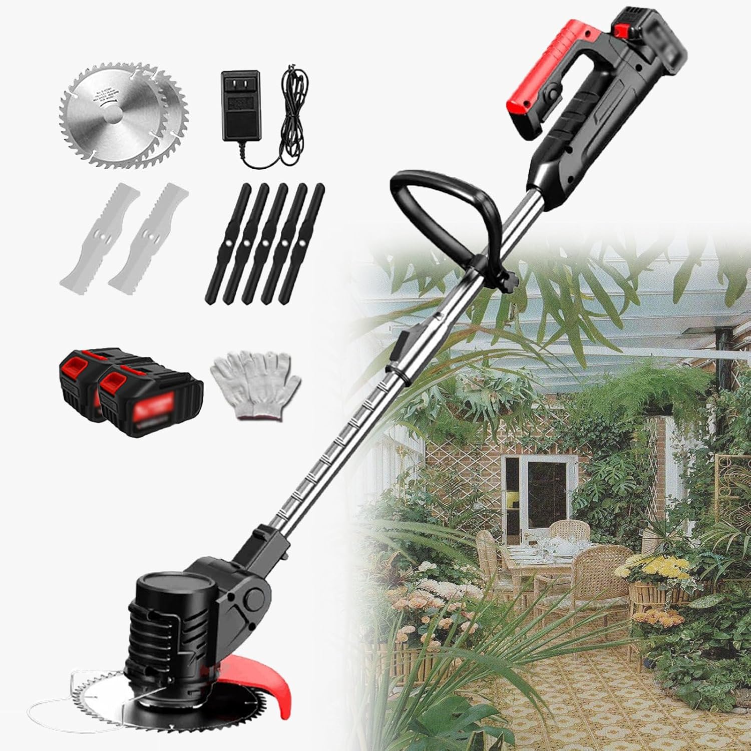 Handheld Electric Lawn Mower with Three Detachable Blades Small Household Outdoor Multi-Functional Lawn Mower 1880W,24V/4.0Ah