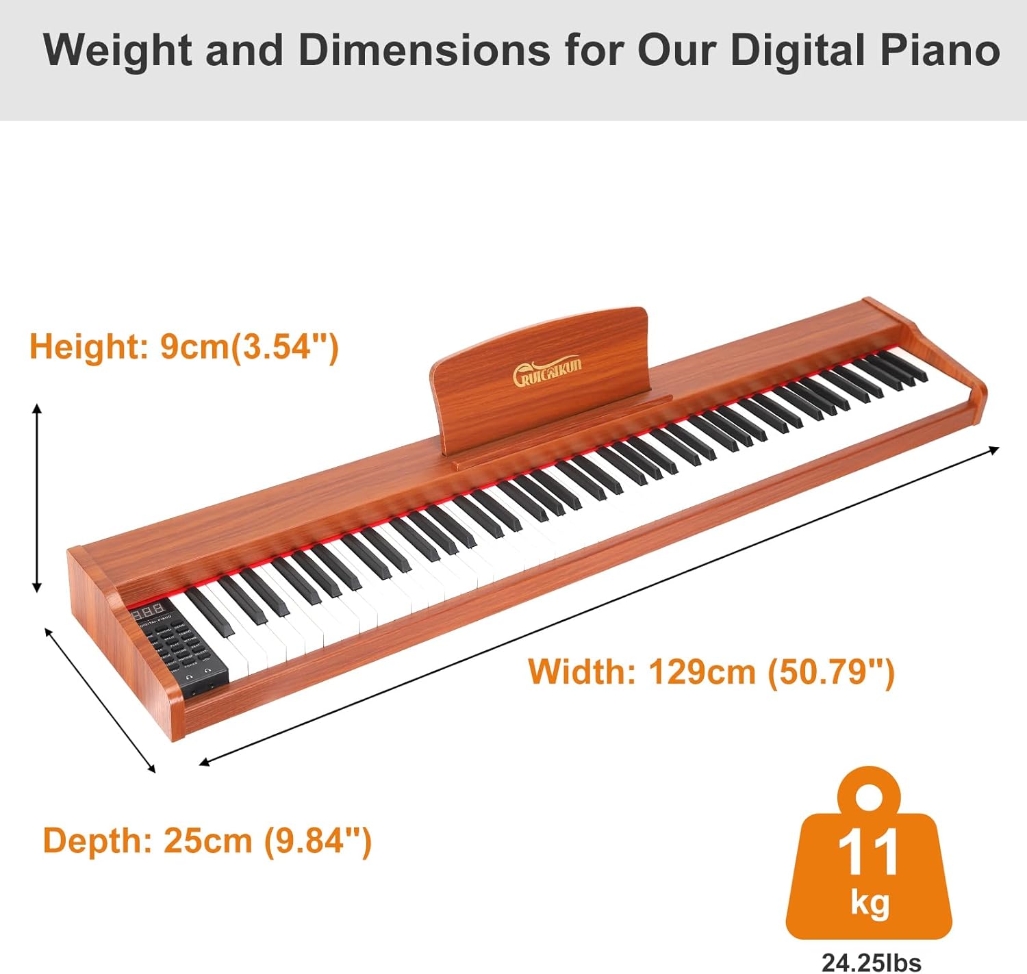 Keyboard Piano,88 Key Full-Size Standard Semi Weighted Keys Electric Piano Keyboard with Triple Pedal,128 Rhythms 380 Tones,2x20w Speakers Digital Piano for Home (Nut-brown)