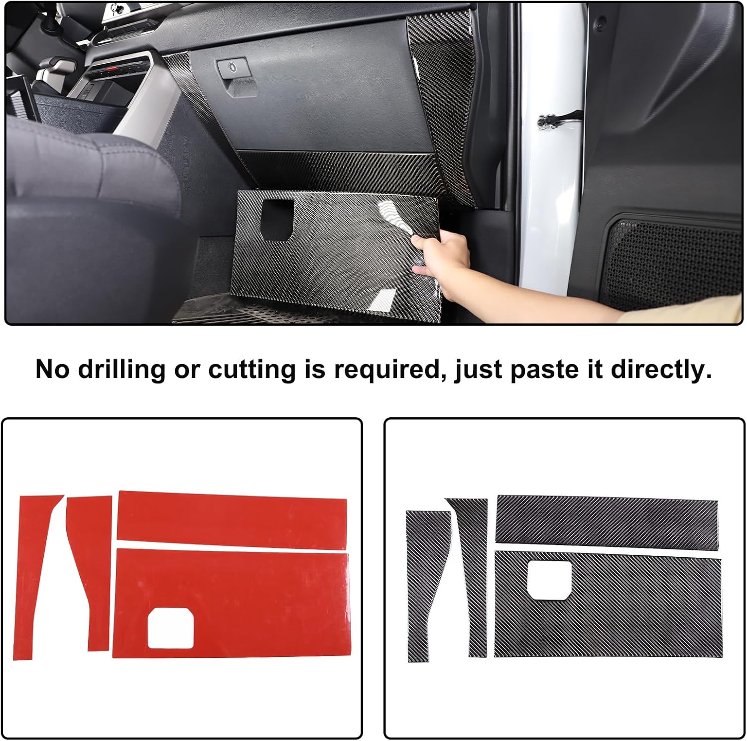 Aunginsy Car Passenger Glove Box Panel Trim Sticker Compatible with Toyota Tundra/Sequoia 2022 2023 2024 Pickup Truck Real Carbon Fiber Decorative Sticker Protection Cover Interior Accessories