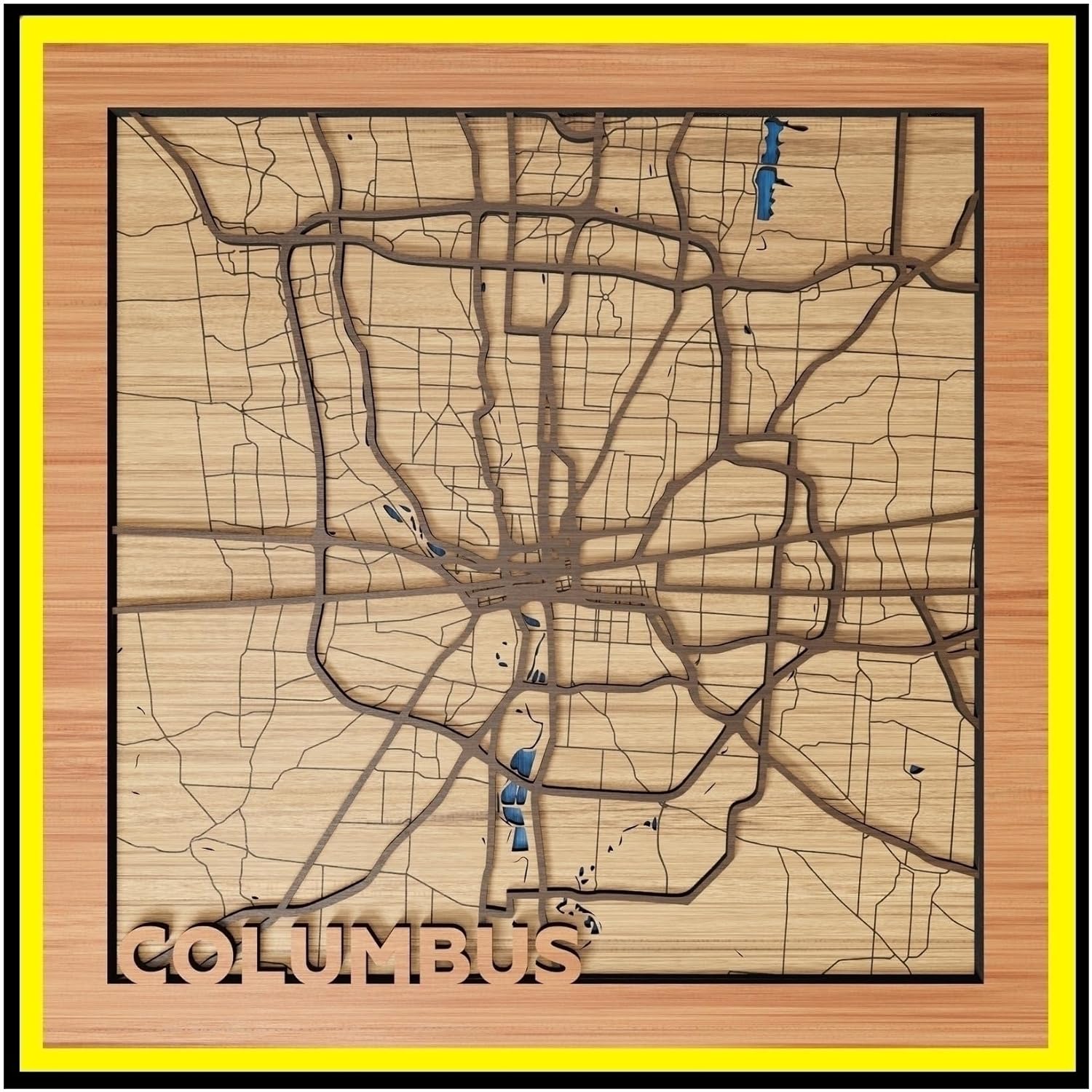 Columbus, OH, Home Essentials & Accessories, 3d Wood Map - Handmade in the USA - Cbus, Ohio Gift and Souvenir Maps
