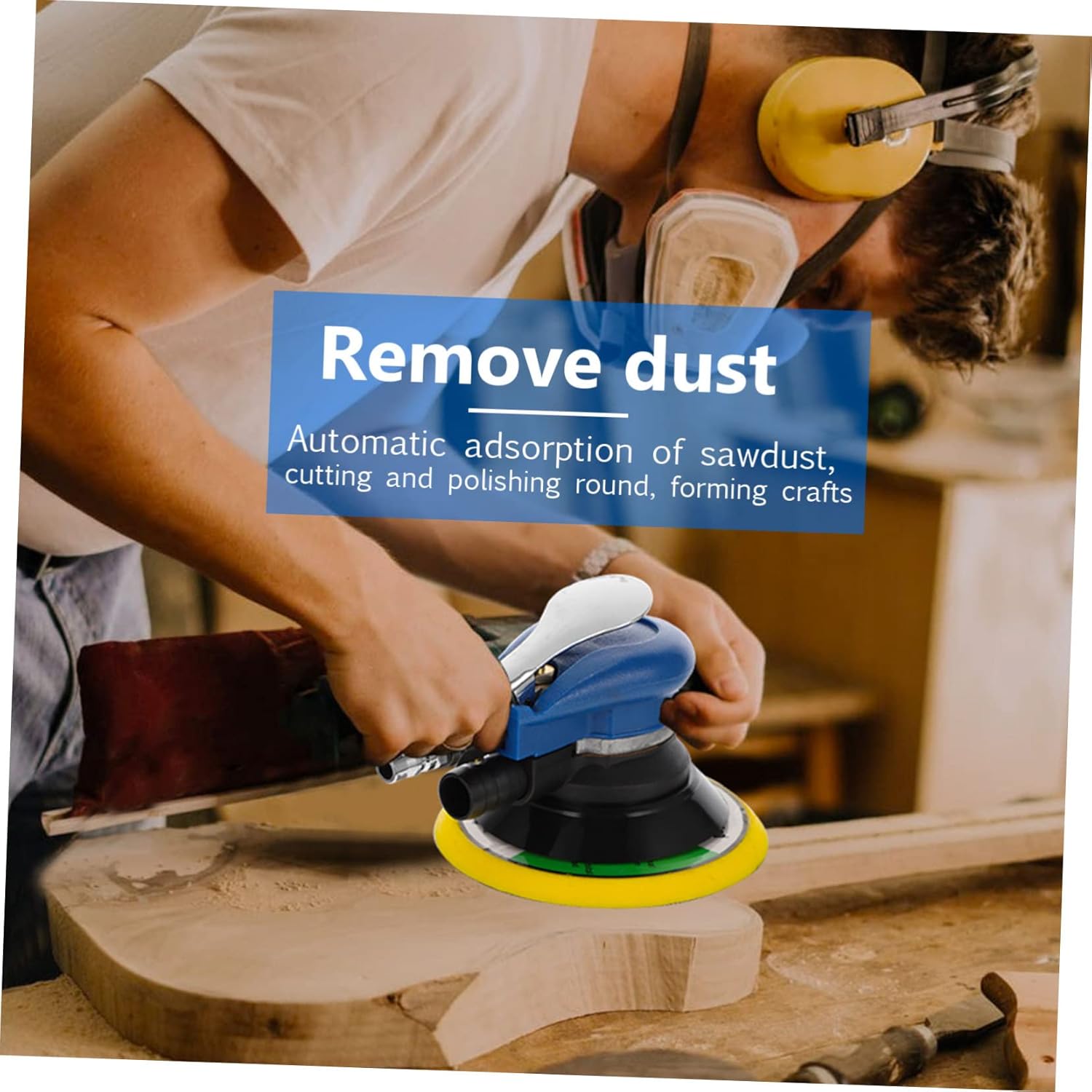 Homoyoyo 2 Sets Pneumatic Grinding Machine Compact Waxing Tool for Polishing Sanding and Grinding Handheld Air Polisher with Dust Collection for DIY and Automotive Use