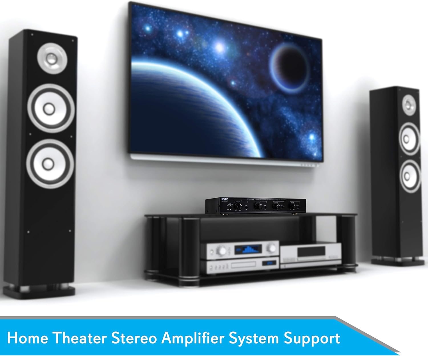 Pyle 4 Channel Speaker Selector Switch - Multi Zone Audio Distributor with Independent Volume Control, Compact Design, Supports Home Theater and Stereo Systems - PSLSW4.5