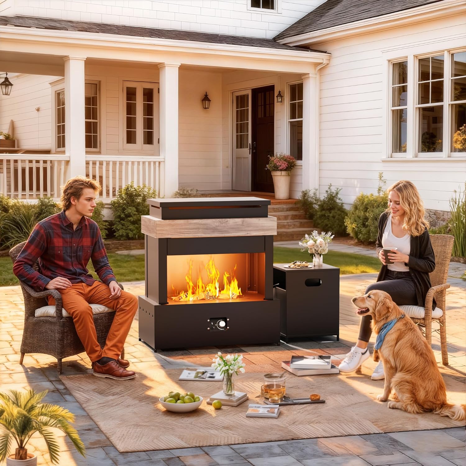 50,000 BTU Outdoor Propane Fireplace, 35
