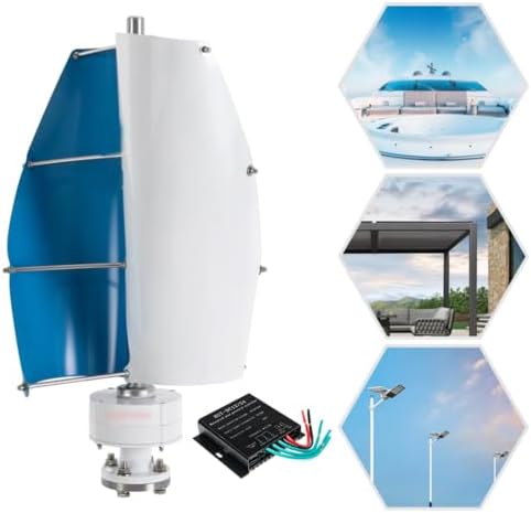 3000W No Noise Vertical Wind Turbine Generator with 2 Blades & MPPT Controller for 12V/24V/48V/220V - Ideal for Home, Camping & Street Lighting Solutions