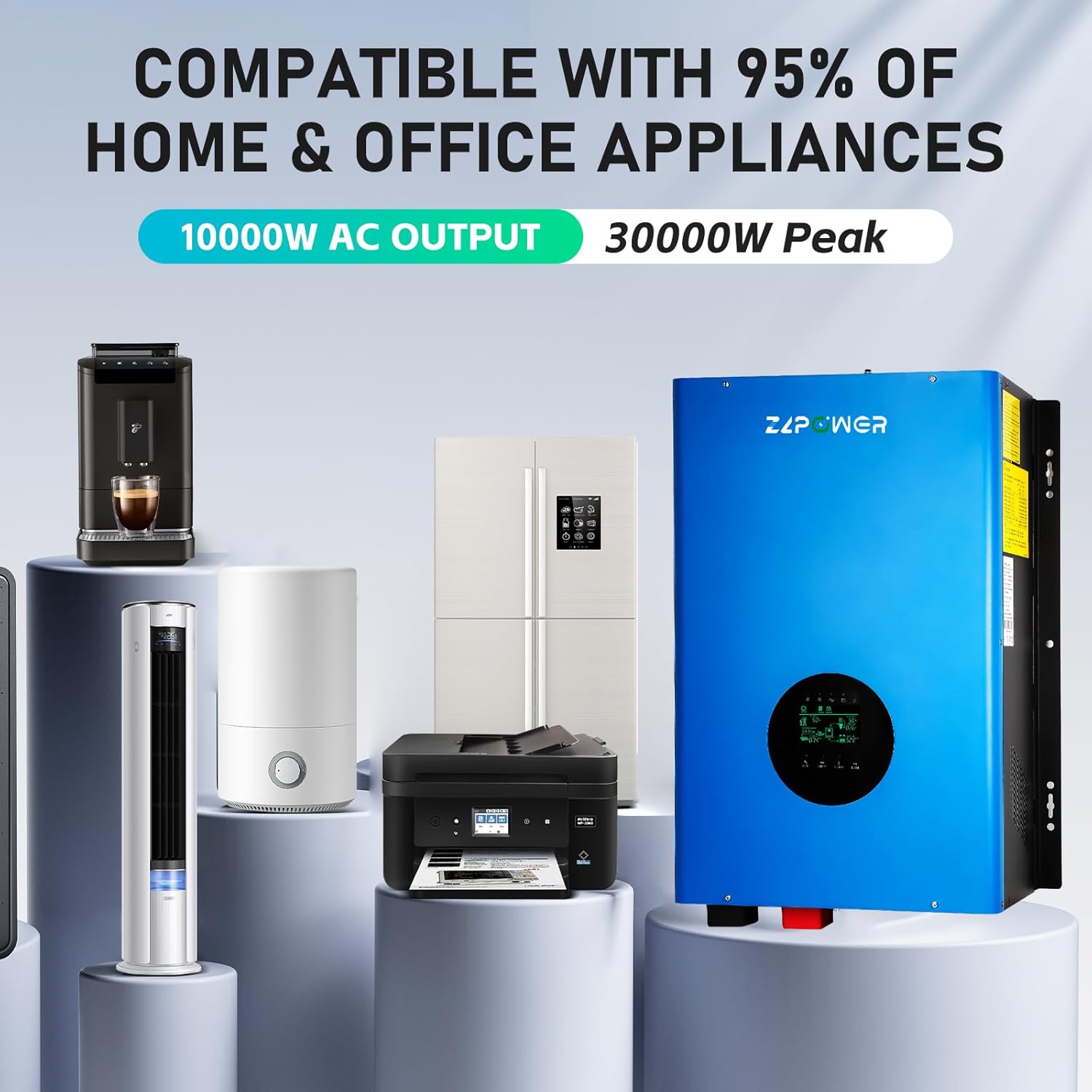 ZLPOWER UL1741 10000W 48V Solar Inverter,Built-in 2 MPPTs,Peak Power 30000W Split Phase Pure Sine Wave Power Inverter AC Input 240V,Output 120V/240V,Heavy Duty Inverter for Home (WiFi and BMS COMM)