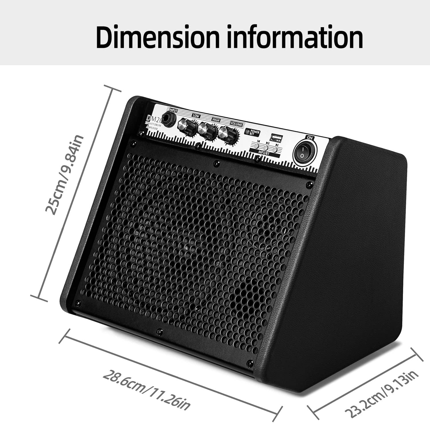 Coolmusic DM20 20W Bluetooth Personal Monitor Amplifier Electric Drum Amplifier Speaker,Keyboard Speaker with USB Interface(Including E-Drum Noise-Reduction Cable) (Black)