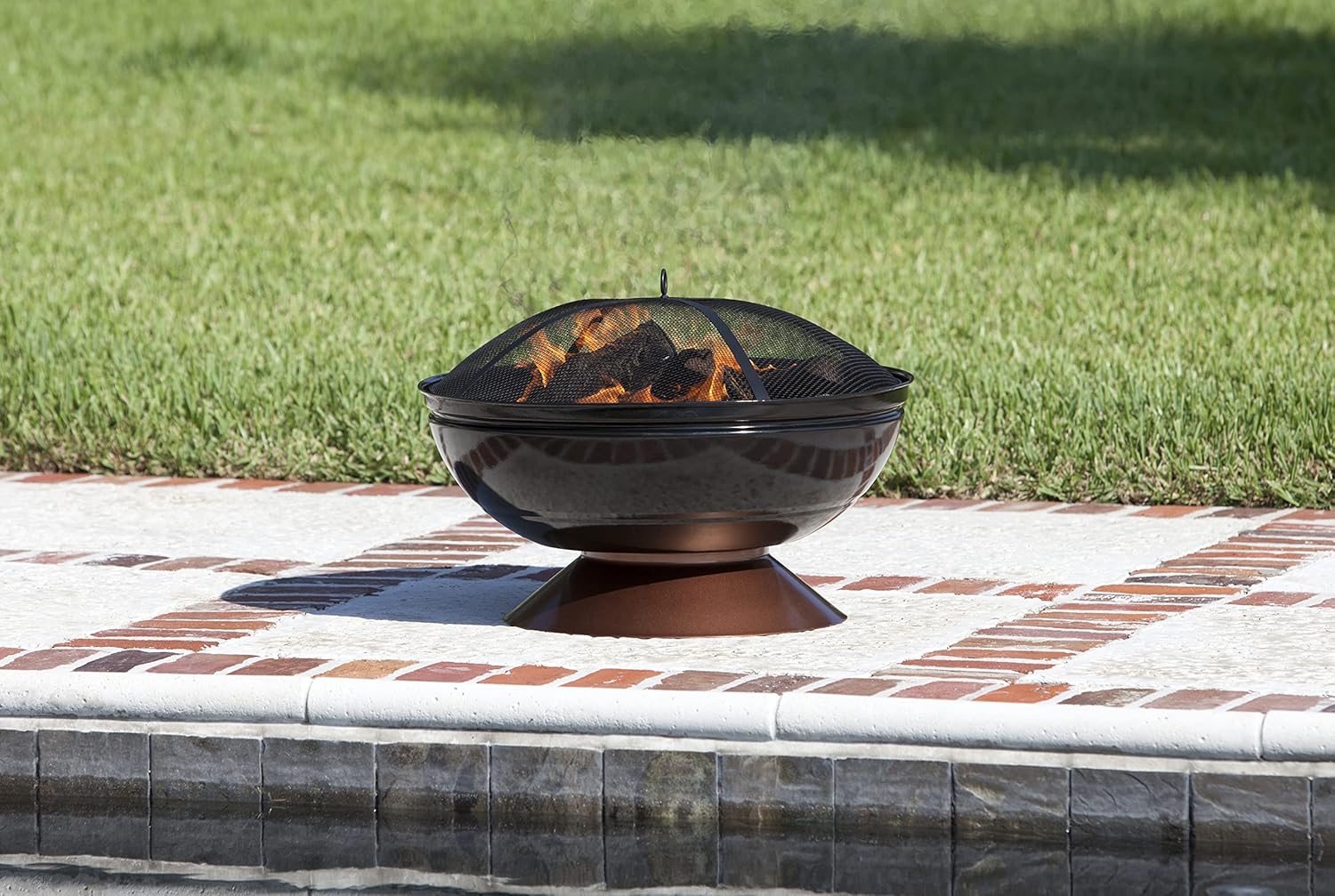 Fire Pit Degano Round Wood Burning Lightweight Portable Outdoor Firepit Backyard Fireplace Also Included Wood & Cooking Grate - Black Copper - 26