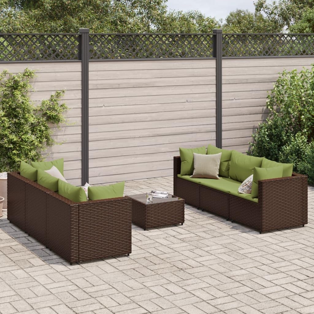 Furniture Sets 7 Piece Patio Lounge Set with Cushions Brown Poly Rattan,Cozy and Durable Patio Lounge Set: for Outdoor Relaxation and Entertainment Garden Conversation Sets