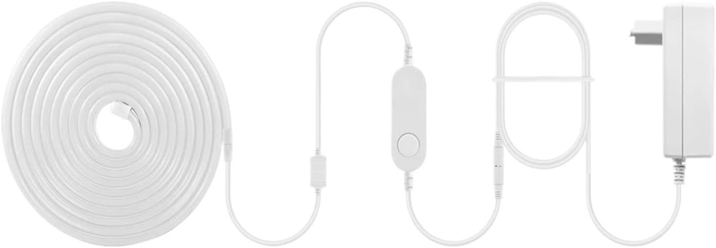 Neon RGB LED Light with Waterproof Tube, dimmable Soft Light, DC12V Power Adapter kit(5M Full KIT,EU Plug)